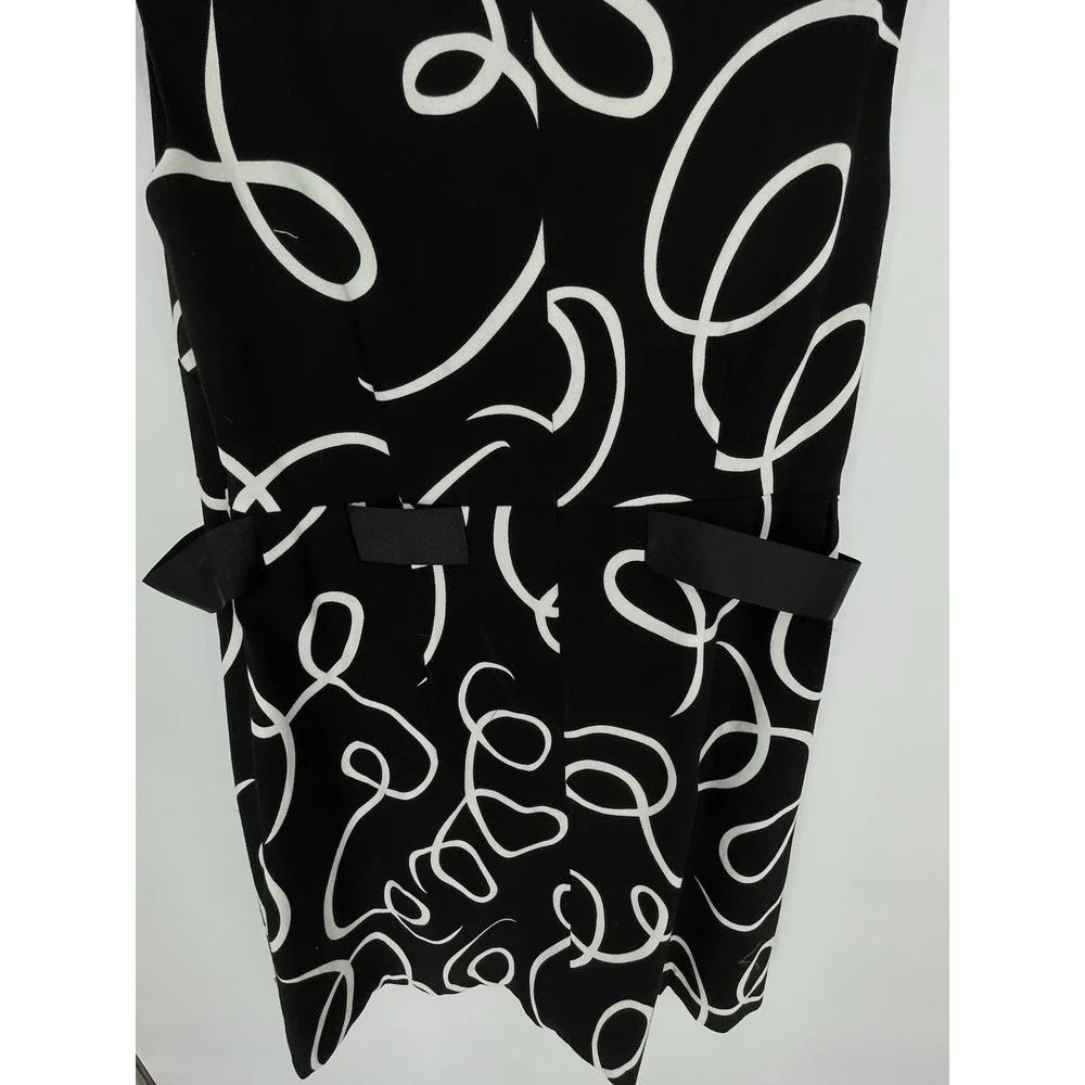 Jessica Howard Dress Size 12 Sleeveless Cotton Stretch‎ Black White Tie Front